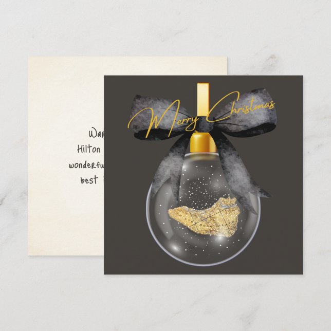 Merry Christmas Hilton Head Island Map Ornament Holiday Card (Front/Back)