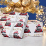 Merry Christmas Hippo Santa hat and scarf Wrapping Paper<br><div class="desc">Merry Christmas Hippo in a Santa hat and scarf</div>