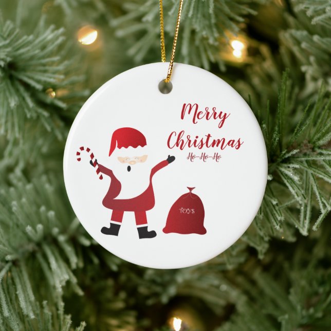Merry Christmas Ho Ho Ho Santa Claus Ceramic Tree Decoration (Tree)