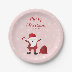 Merry Christmas Ho Ho Ho Santa Claus Paper Plate