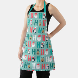 Merry Christmas Ho Ho Ho Santa Claus Pattern Apron