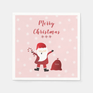 Merry Christmas Ho Ho Ho Santa Claus Red White Napkin