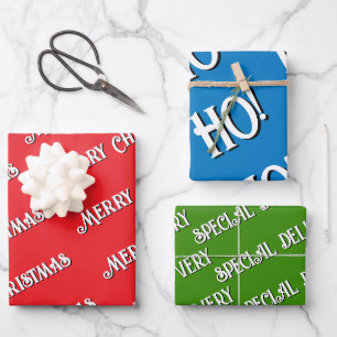 Merry Christmas Ho Ho Ho Special Delivery Wrapping Paper Sheet