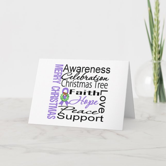 Merry Christmas Hodgkins Lymphoma Ribbon Collage Holiday Card (Front)