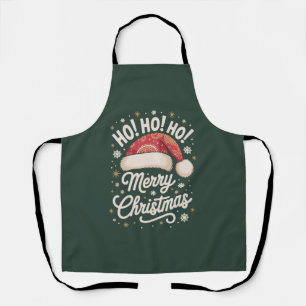 Merry Christmas HoHoHo Funny Santa Hat Xmas Apron