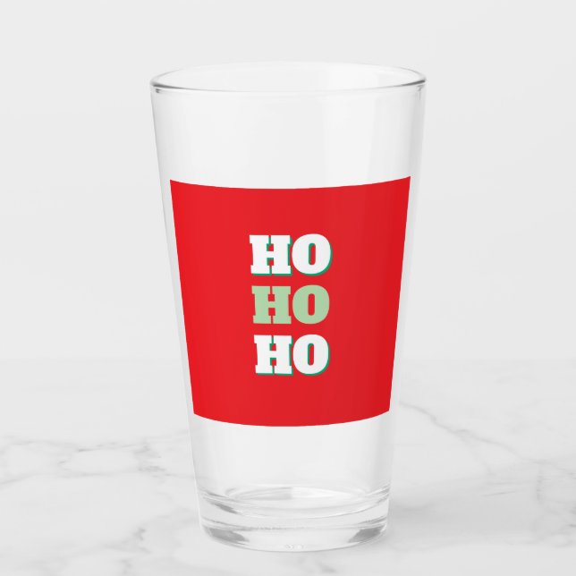 Merry Christmas HoHoHo Party Minimalist Plain Glass (Front)
