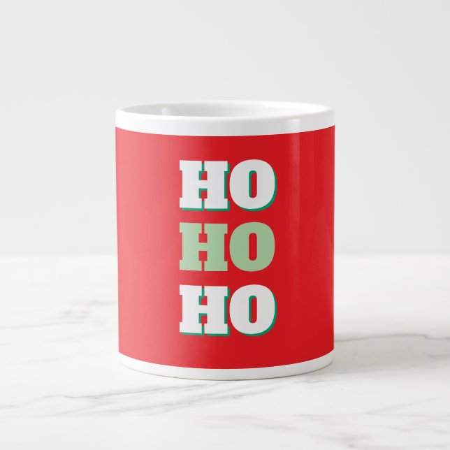 Merry Christmas HoHoHo Party Minimalist Plain Large Coffee Mug (Front)