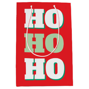 Merry Christmas HoHoHo Party Minimalist Plain Medium Gift Bag