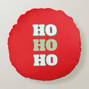 Merry Christmas HoHoHo Party Minimalist Plain Round Cushion
