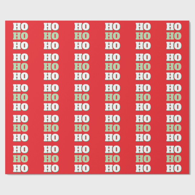Merry Christmas HoHoHo Party Minimalist Plain Wrapping Paper (Flat)