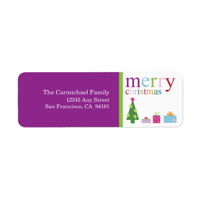 Merry Christmas Holiday Address Labels (purple) (Front)
