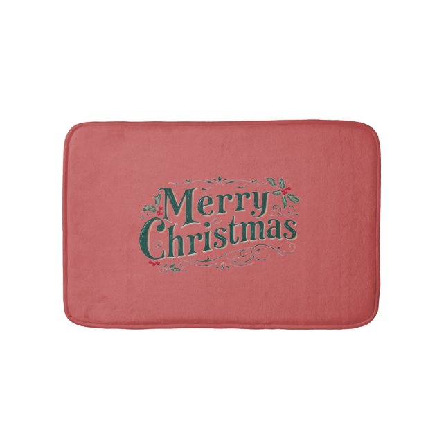 Merry Christmas Holiday Bath Mat (Front)