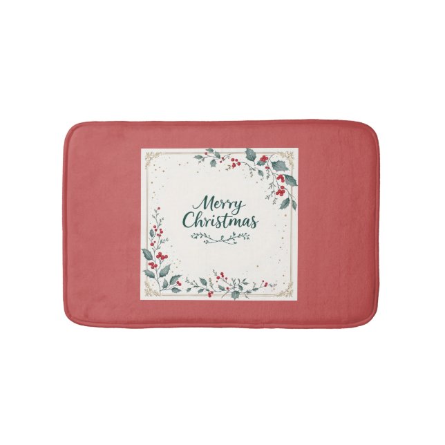 Merry Christmas Holiday Bath Mat (Front)