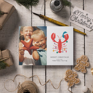 Merry Christmas   Holiday Beach Lobster Crab Card