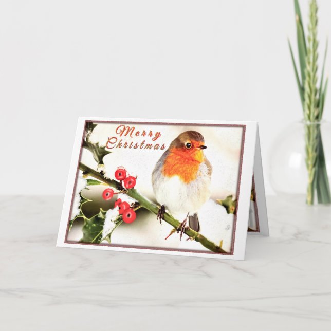 Merry Christmas Holiday Bird Card (Front)
