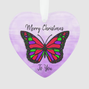Merry Christmas Holiday Butterfly Holiday Keepsake Ornament