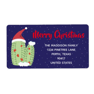 Merry Christmas Holiday Cacti Cactus Address Label