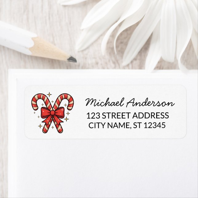Merry Christmas Holiday Candy Cane Return Address (Insitu)