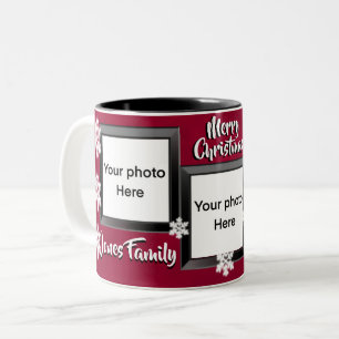 Merry Christmas holiday cheer snowflakes 3 photo  Two-Tone Coffee Mug