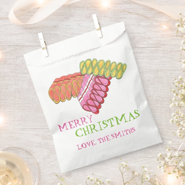 Merry Christmas Holiday Classic Ribbon Candy Favour Bags (Clipped)