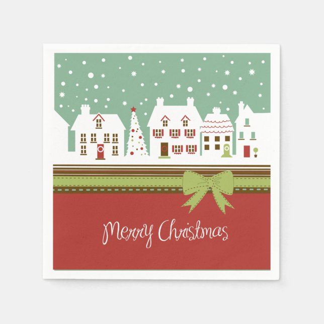 Merry Christmas Holiday Cocktail Paper Napkins (Front)