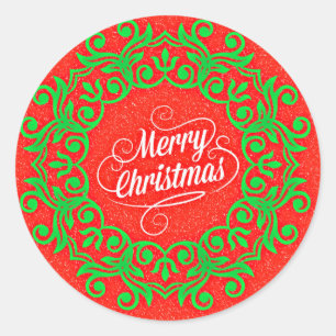 Merry Christmas, holiday colours, Classic Round Sticker