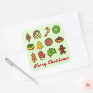 Merry Christmas Holiday Cookies Baking Cookie Swap Square Sticker