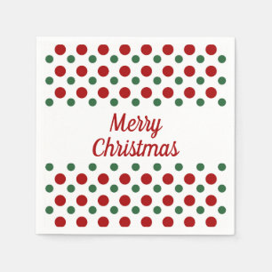 Merry Christmas Holiday Cute White Red Polka Dots Napkin