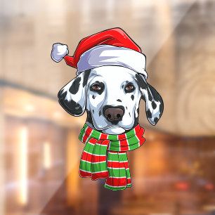 Merry Christmas Holiday Dalmatian Dog Window Cling