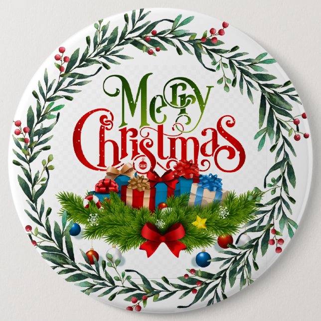 Merry Christmas, holiday design, 6 Cm Round Badge (Front)
