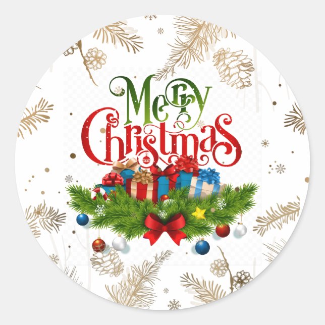 Merry Christmas, holiday design, Classic Round Sticker (Front)