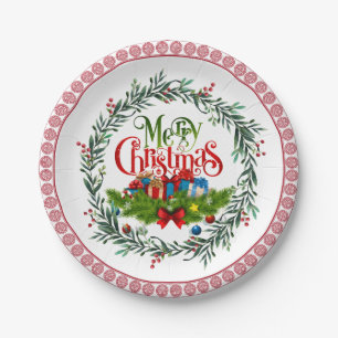 Merry Christmas, holiday design, Paper Plate