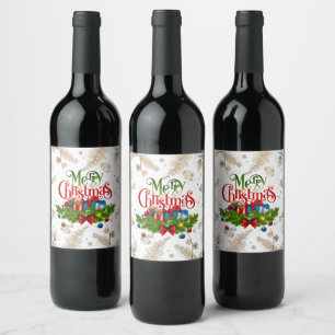 Merry Christmas, holiday design, Wine Label