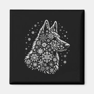 Merry Christmas Holiday Dog - Snowflake German She Magnet