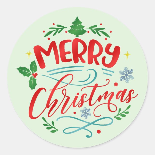 Merry Christmas Holiday Envelope Seal (Front)