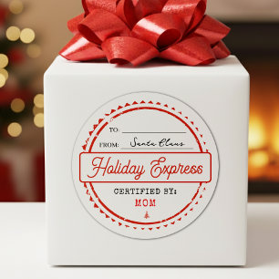 Merry Christmas Holiday Express Mail To From Classic Round Sticker