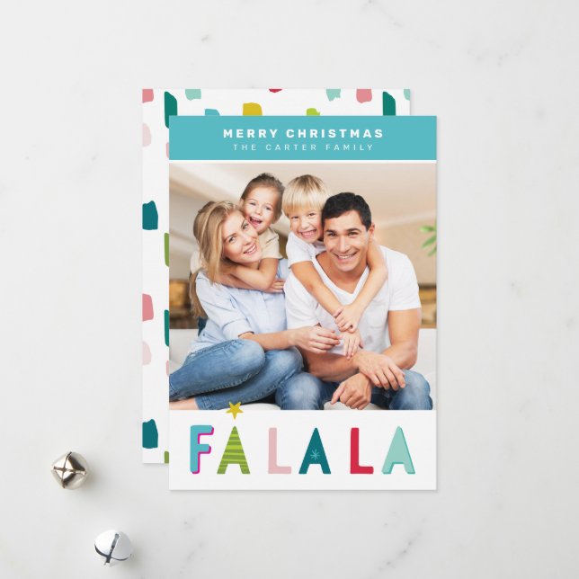 MERRY CHRISTMAS holiday falala typography aqua (Front/Back In Situ)