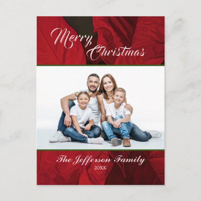 Merry Christmas Holiday Family Photo Personalise Postcard (Front)