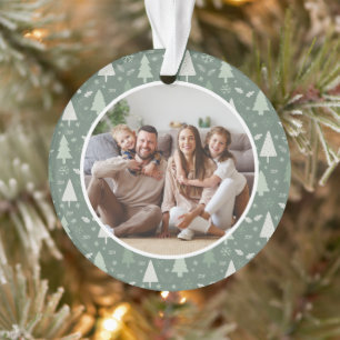 Merry Christmas Holiday Family Photo Sage Green Ornament