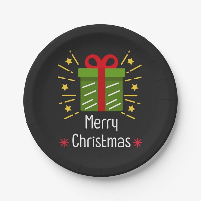 Merry Christmas Holiday Gift Paper Plate (Front)