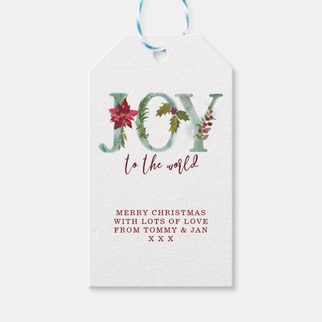 Merry Christmas holiday gift tags Joy (Front)
