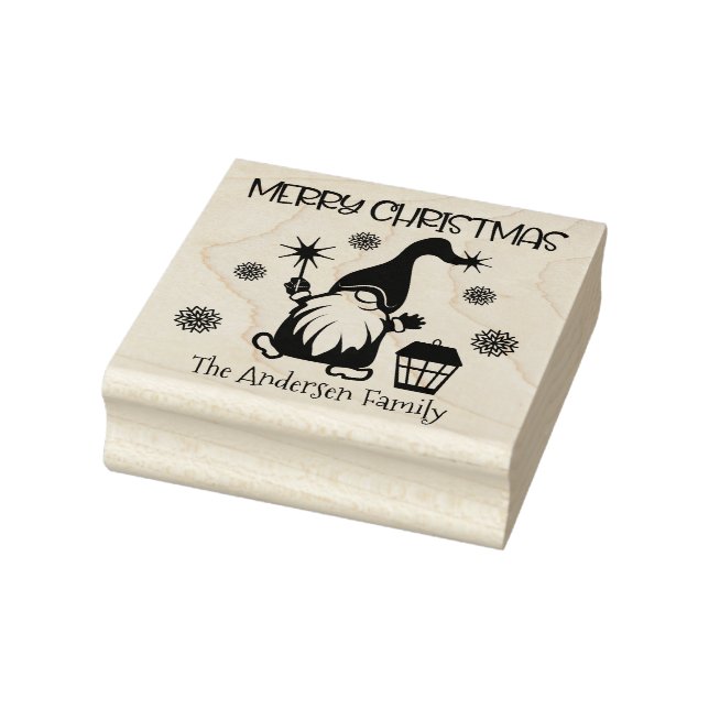 Merry Christmas Holiday gnome custom name Rubber Stamp (Stamp)