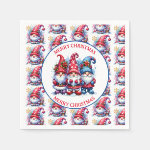 Merry Christmas Holiday Gnomes Napkin