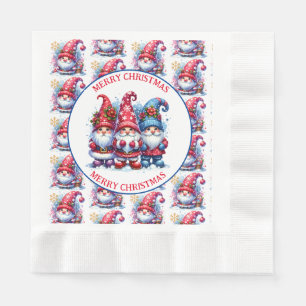 Merry Christmas Holiday Gnomes Napkin
