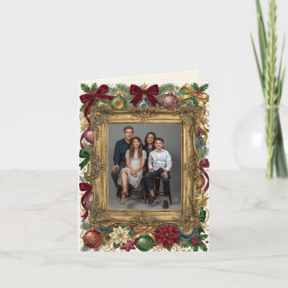 Merry Christmas Holiday Gold Frame Photo Card