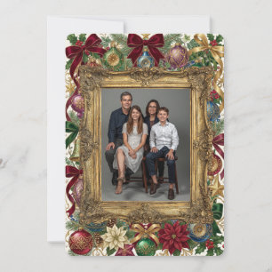 Merry Christmas Holiday Gold Frame Photo Card