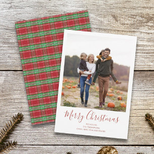 Merry Christmas Holiday Green Red Country Plaid Card
