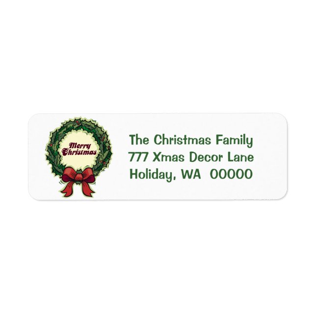 Merry Christmas Holiday Greeting Card Mail Label (Front)
