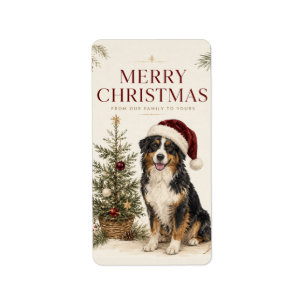 Merry Christmas Holiday Greeting for Dog Lovers Label