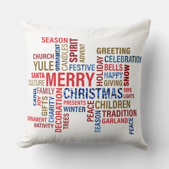 Merry Christmas Holiday Greetings Cushion (Front)